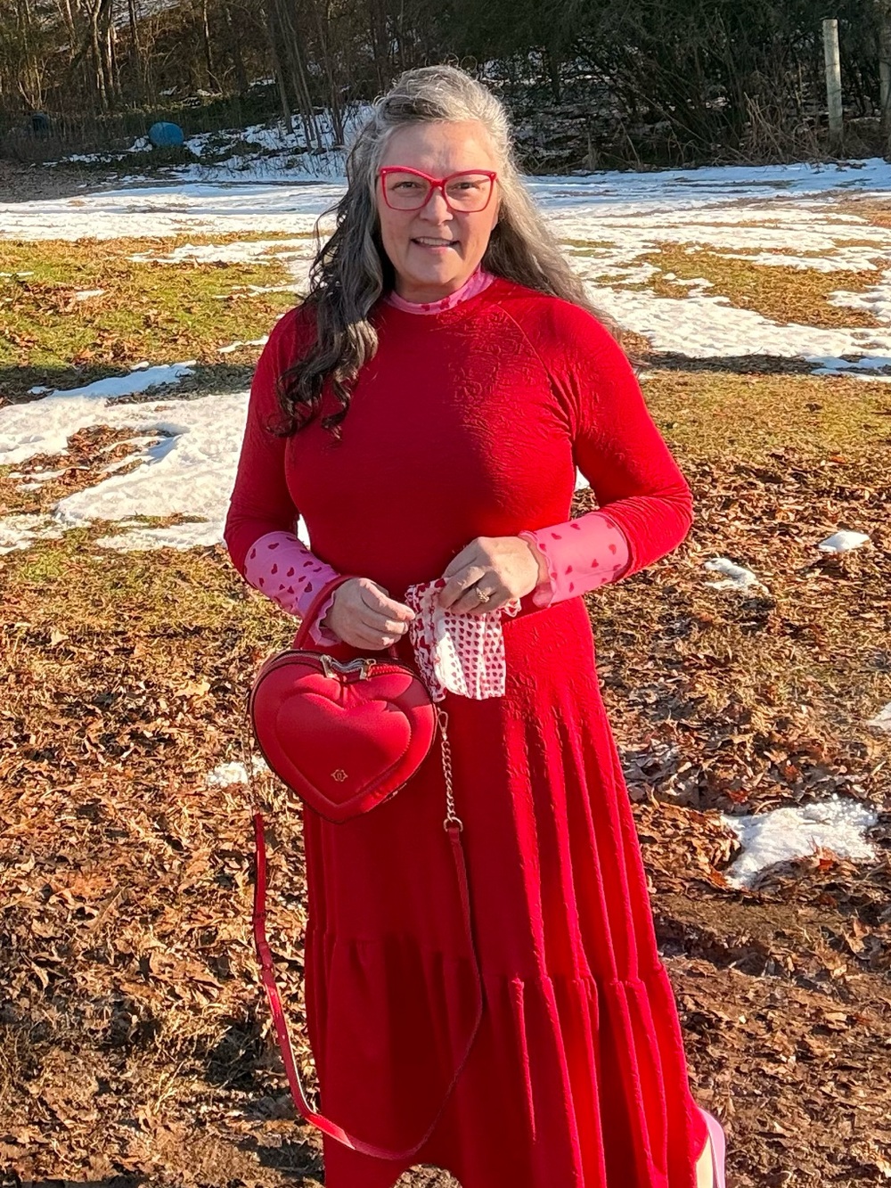 Red Tiered Maxi Dress with Long Sleeves - Elegant Everyday Wear